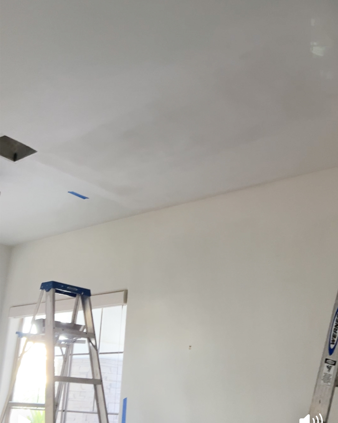 Final skim coat checked and prepared for the ceiling finish.