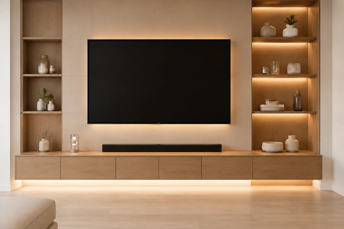 Integrated Media Wall entertainment center direction.